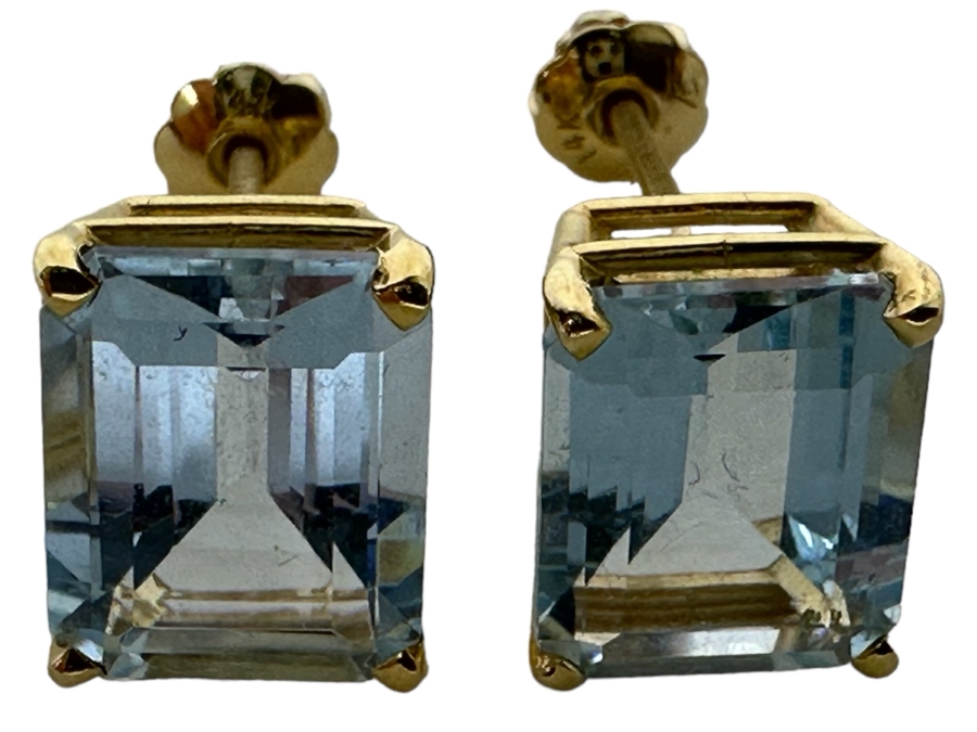 14K Gold Aquamarine Earrings 2.8g [Photo 1]