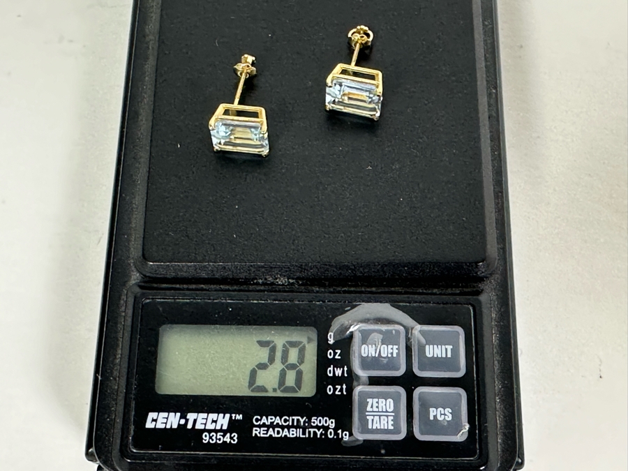 14K Gold Aquamarine Earrings 2.8g [Photo 24]