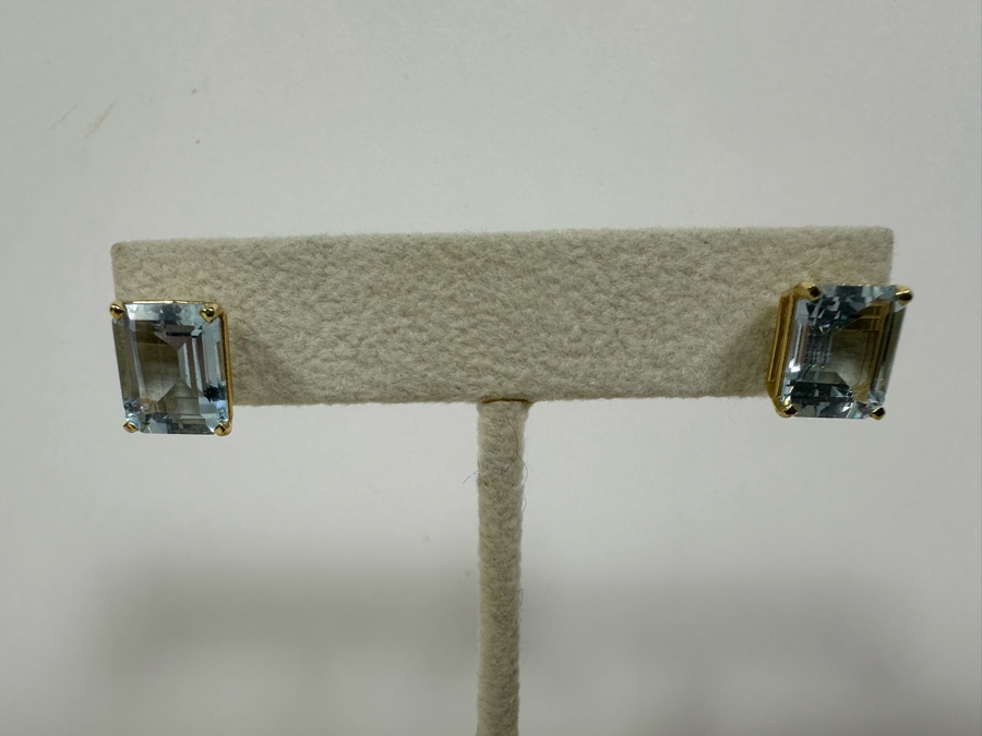 14K Gold Aquamarine Earrings 2.8g [Photo 8]