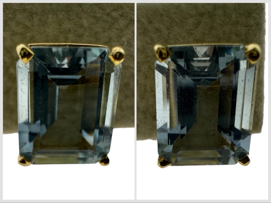 14K Gold Aquamarine Earrings 2.8g [Photo 2]