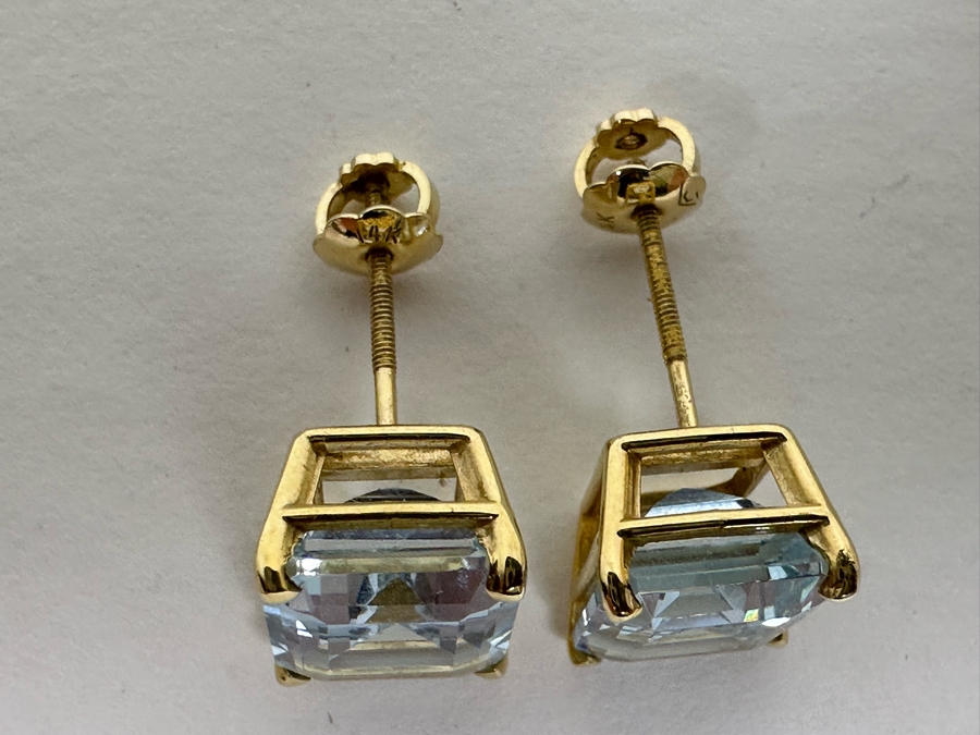 14K Gold Aquamarine Earrings 2.8g [Photo 20]