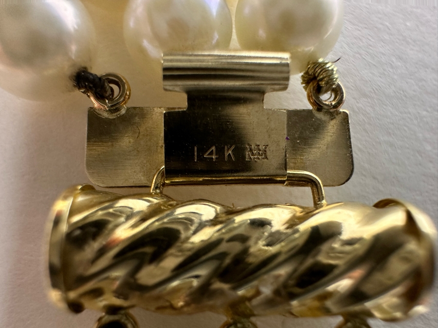 Royal Maui Jewelers Triple Strand Pearl 12' Necklace With 14K Gold Bars And Clasp [Photo 17]