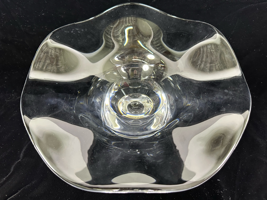 Orrefors Crystal Art Glass Centerpiece Footed Bowl Made In Sweden 10.5W X 5H [Photo 6]