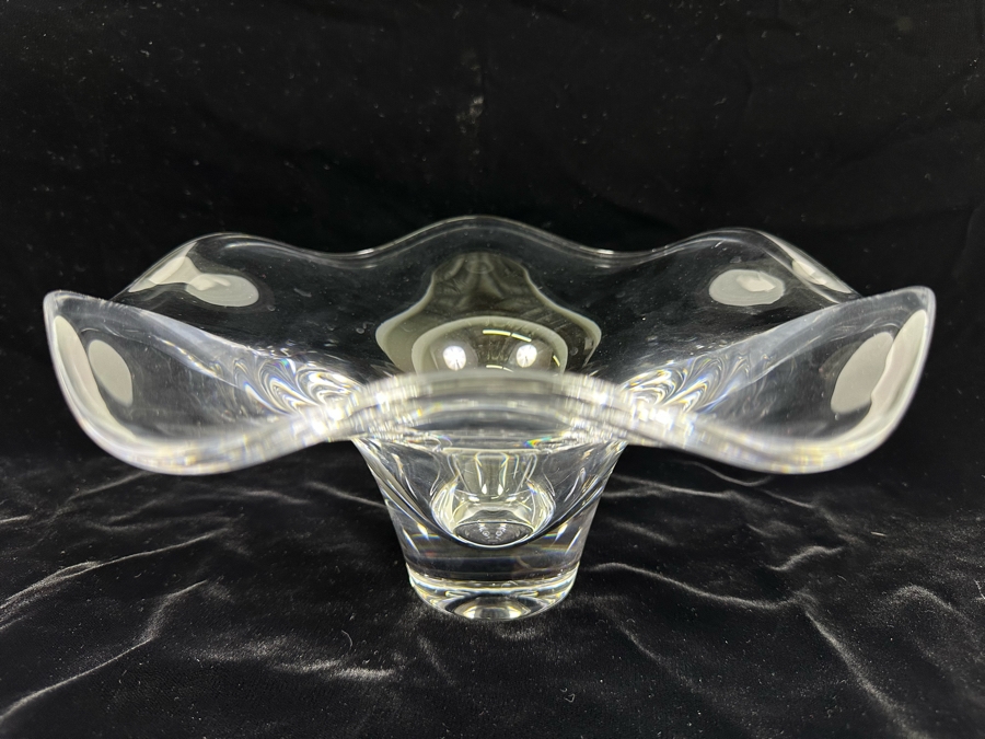 Orrefors Crystal Art Glass Centerpiece Footed Bowl Made In Sweden 10.5W X 5H [Photo 3]