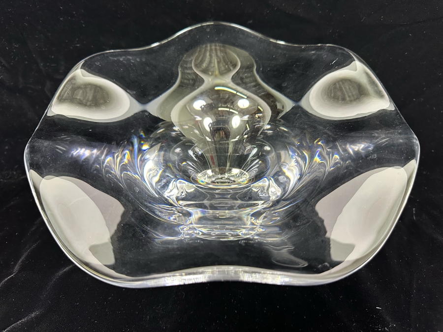 Orrefors Crystal Art Glass Centerpiece Footed Bowl Made In Sweden 10.5W X 5H [Photo 7]