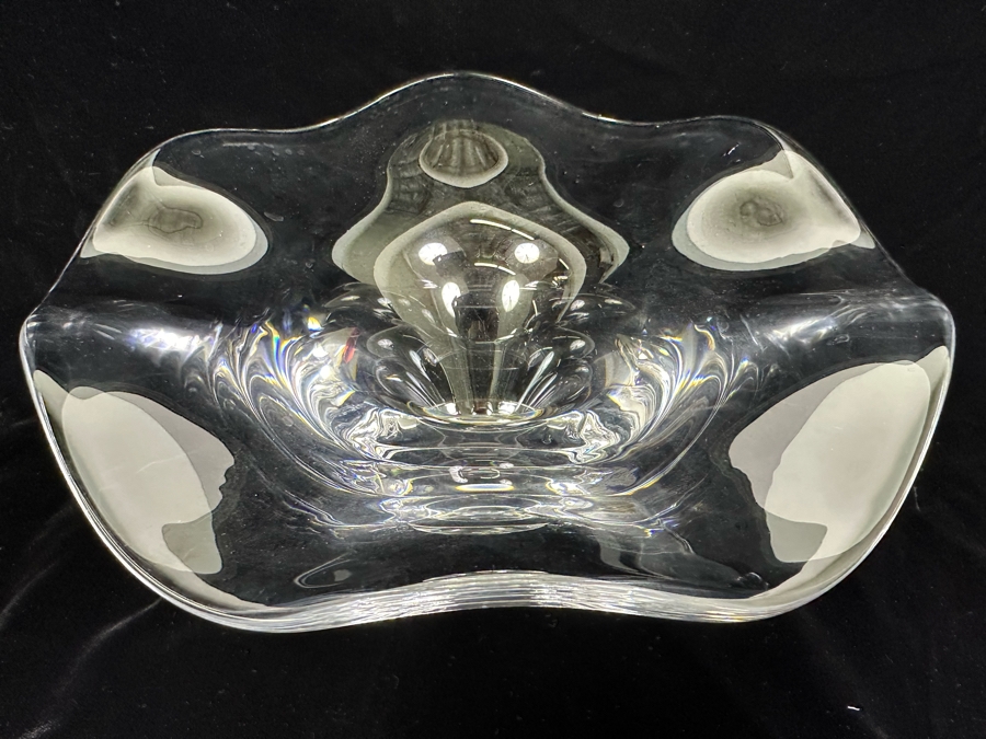 Orrefors Crystal Art Glass Centerpiece Footed Bowl Made In Sweden 10.5W X 5H [Photo 2]