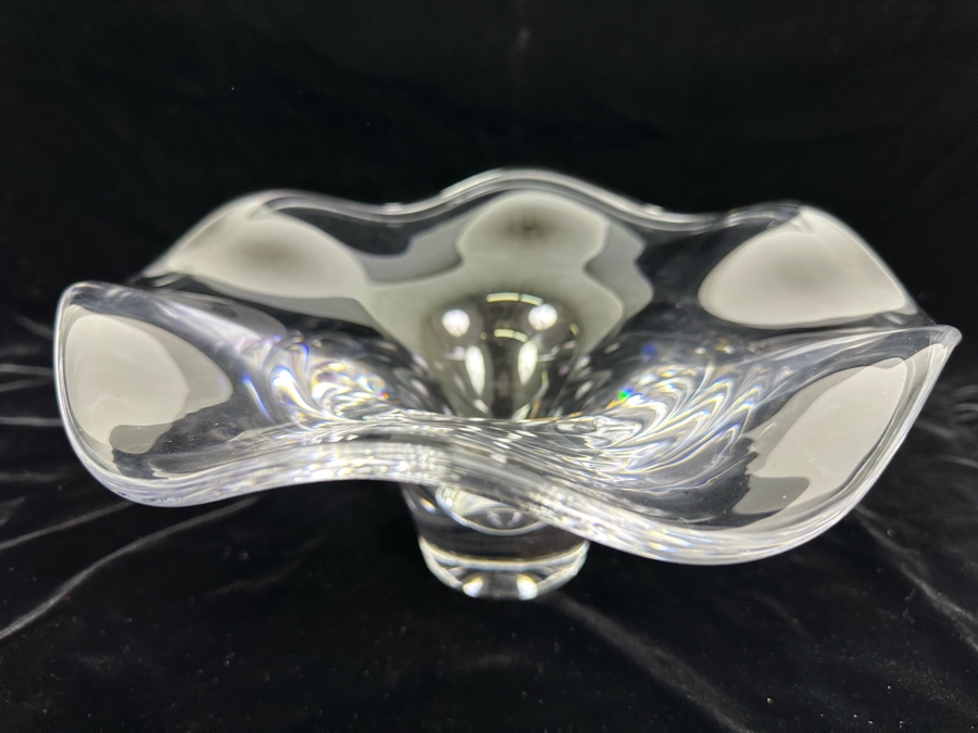 Orrefors Crystal Art Glass Centerpiece Footed Bowl Made In Sweden 10.5W X 5H [Photo 1]