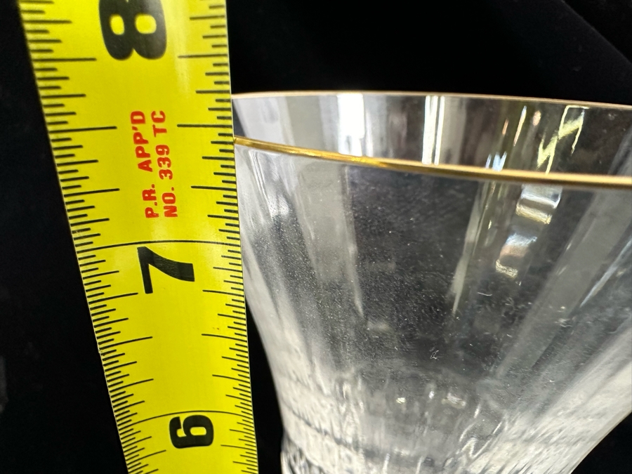 (10) Saint Louis Cristal Crystal Stemware Glasses Gold Rim Apollo Made In France (Oldest Glass Maker In France) Water Goblet 7 3/8H Retails $2,000 [Photo 14]