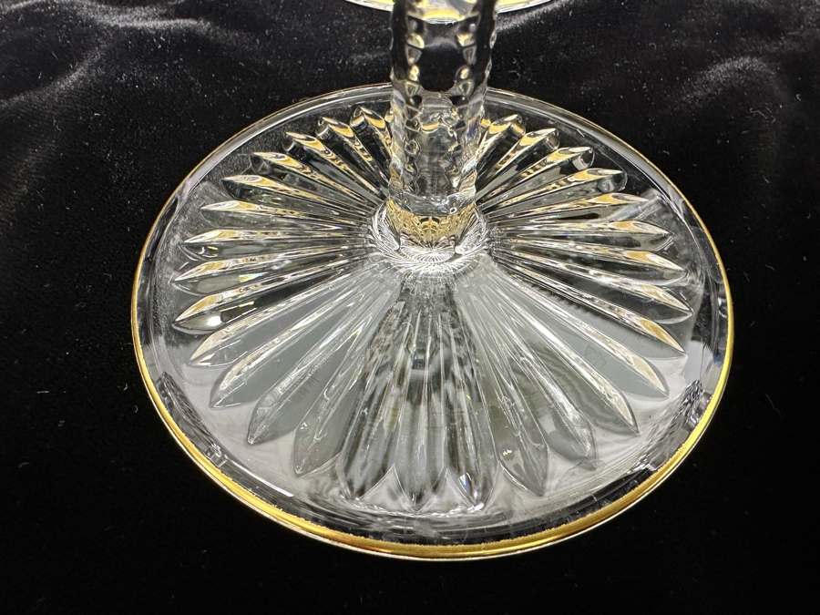 (10) Saint Louis Cristal Crystal Stemware Glasses Gold Rim Apollo Made In France (Oldest Glass Maker In France) Water Goblet 7 3/8H Retails $2,000 [Photo 10]