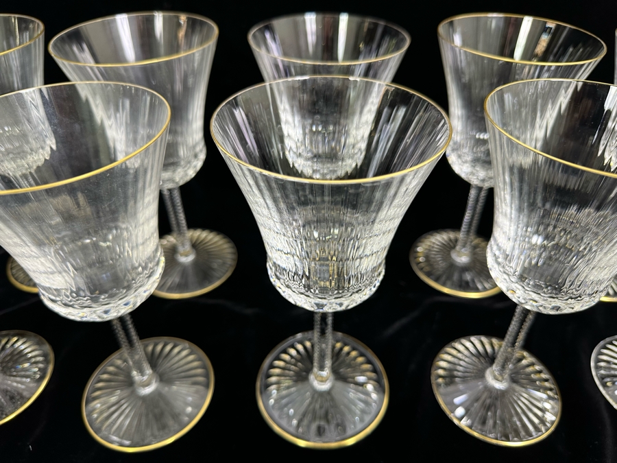 (10) Saint Louis Cristal Crystal Stemware Glasses Gold Rim Apollo Made In France (Oldest Glass Maker In France) Water Goblet 7 3/8H Retails $2,000 [Photo 5]