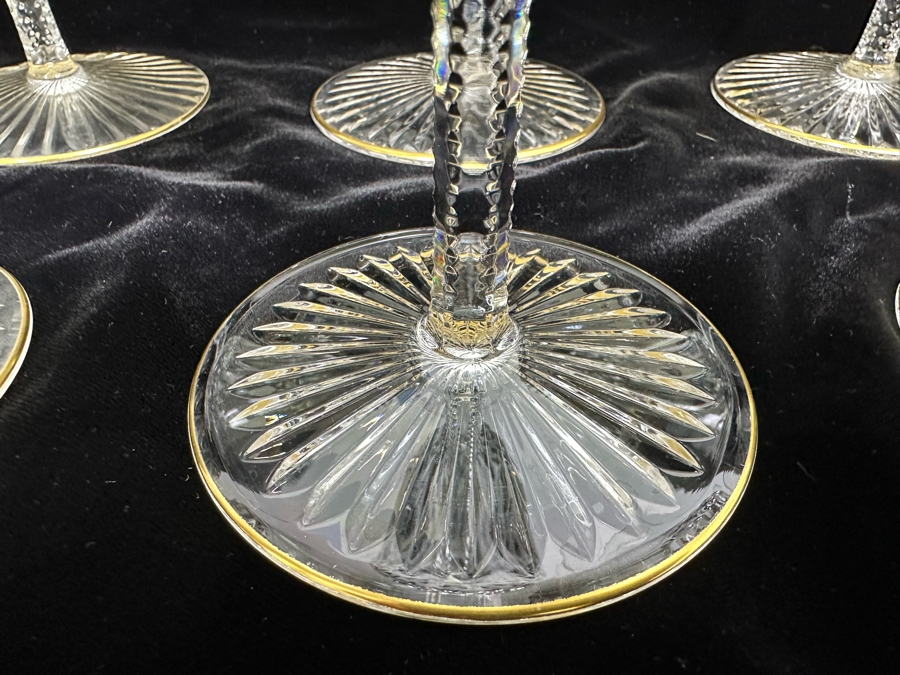 (10) Saint Louis Cristal Crystal Stemware Glasses Gold Rim Apollo Made In France (Oldest Glass Maker In France) Water Goblet 7 3/8H Retails $2,000 [Photo 7]