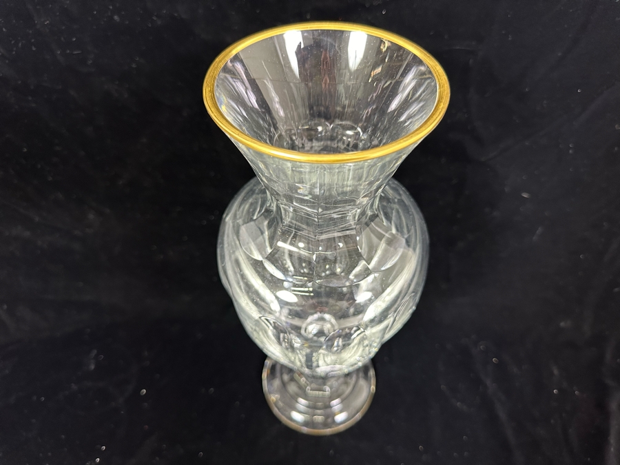 Saint Louis Cristal Crystal Gold Rim Apollo Pompeii Vase Made In France (Oldest Glass Maker In France) 12.5H Retails $500 [Photo 3]