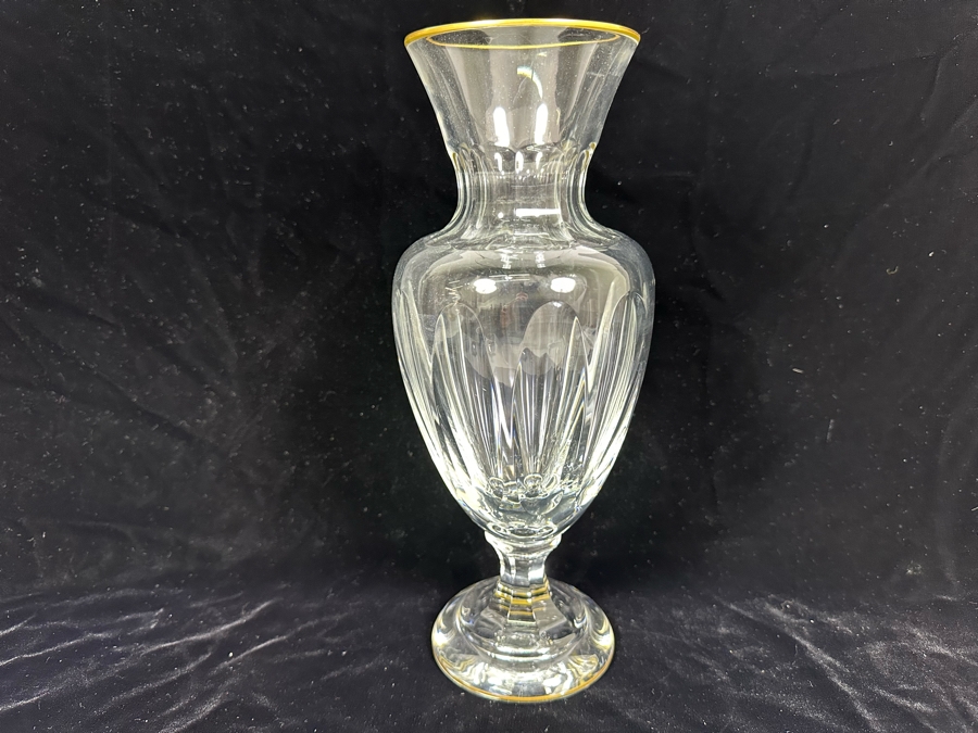 Saint Louis Cristal Crystal Gold Rim Apollo Pompeii Vase Made In France (Oldest Glass Maker In France) 12.5H Retails $500 [Photo 2]