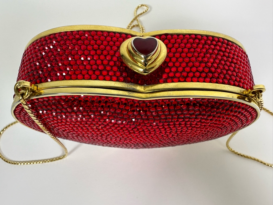 Judith Leiber New York Swarovski Crystal Ruby Red Heart N Soul Minaudiere Clutch Purse Evening Handbag [Photo 5]