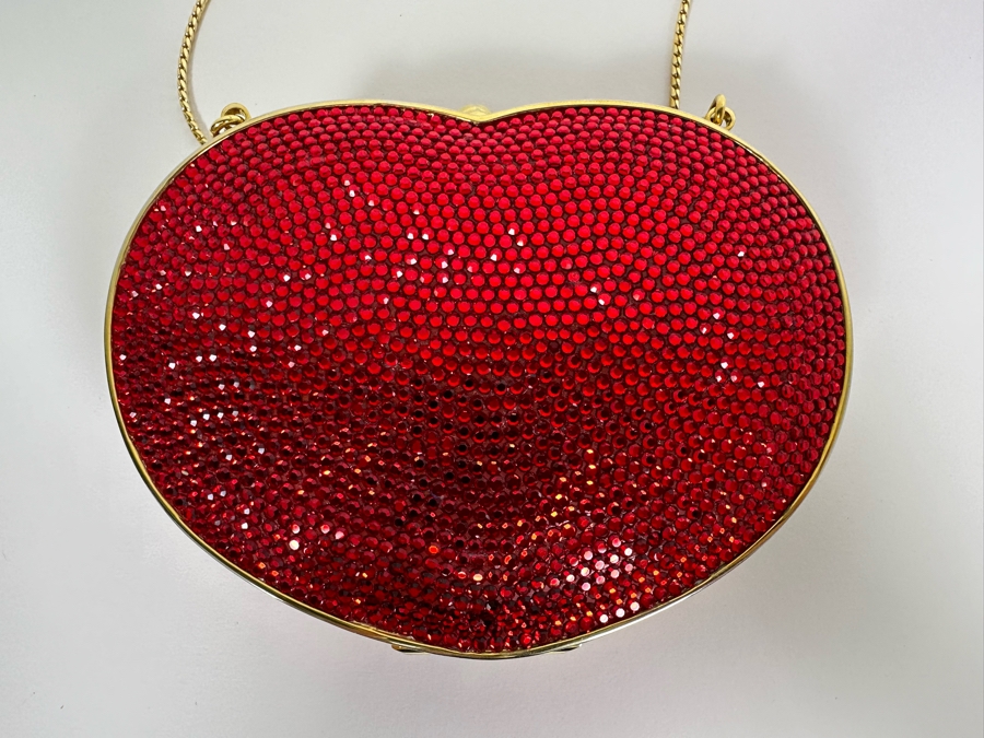 Judith Leiber New York Swarovski Crystal Ruby Red Heart N Soul Minaudiere Clutch Purse Evening Handbag [Photo 6]