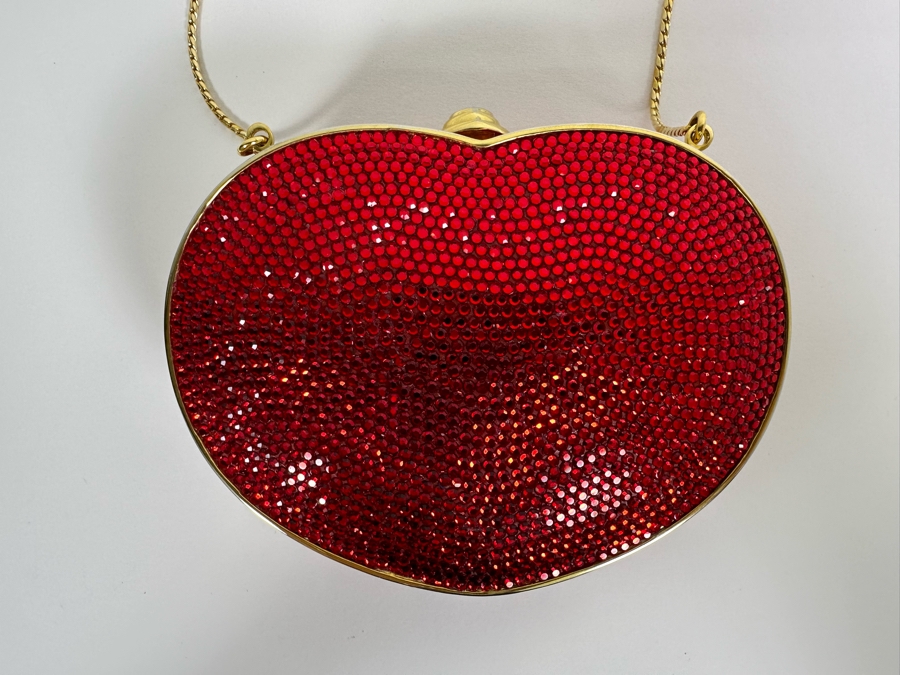 Judith Leiber New York Swarovski Crystal Ruby Red Heart N Soul Minaudiere Clutch Purse Evening Handbag [Photo 7]