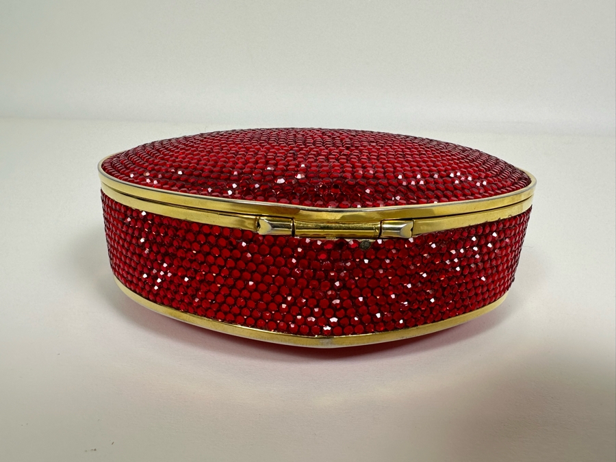 Judith Leiber New York Swarovski Crystal Ruby Red Heart N Soul Minaudiere Clutch Purse Evening Handbag [Photo 8]