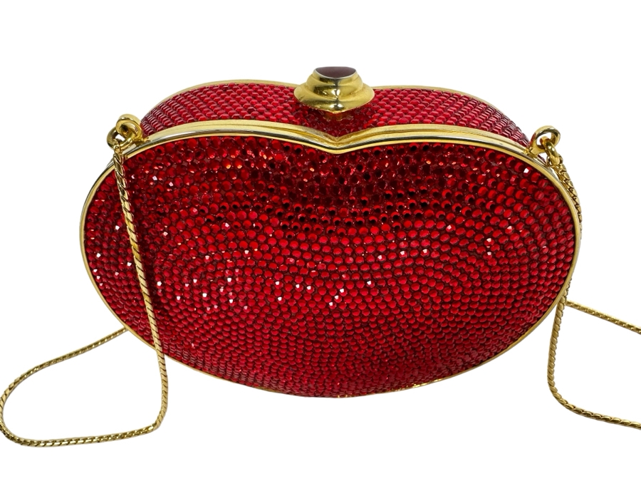 Judith Leiber New York Swarovski Crystal Ruby Red Heart N Soul Minaudiere Clutch Purse Evening Handbag