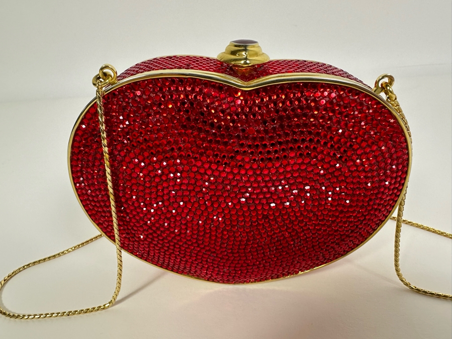 Judith Leiber New York Swarovski Crystal Ruby Red Heart N Soul Minaudiere Clutch Purse Evening Handbag [Photo 3]