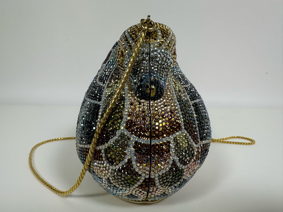 Judith Leiber New York Swarovski Crystal Swan Minaudiere Clutch Purse Evening Handbag With Mirror And Comb [Photo 6]