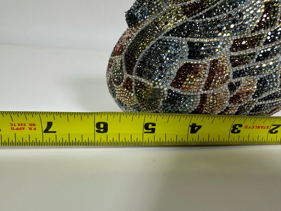 Judith Leiber New York Swarovski Crystal Swan Minaudiere Clutch Purse Evening Handbag With Mirror And Comb [Photo 15]