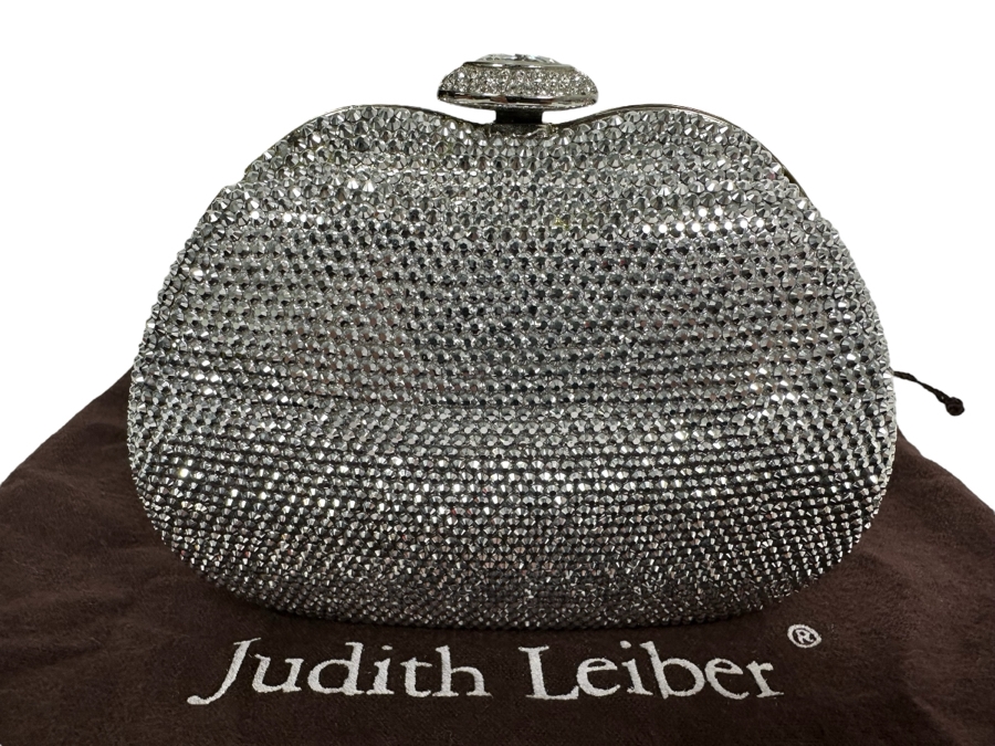 Judith Leiber New York Swarovski Crystal Minaudiere Clutch Purse Evening Handbag