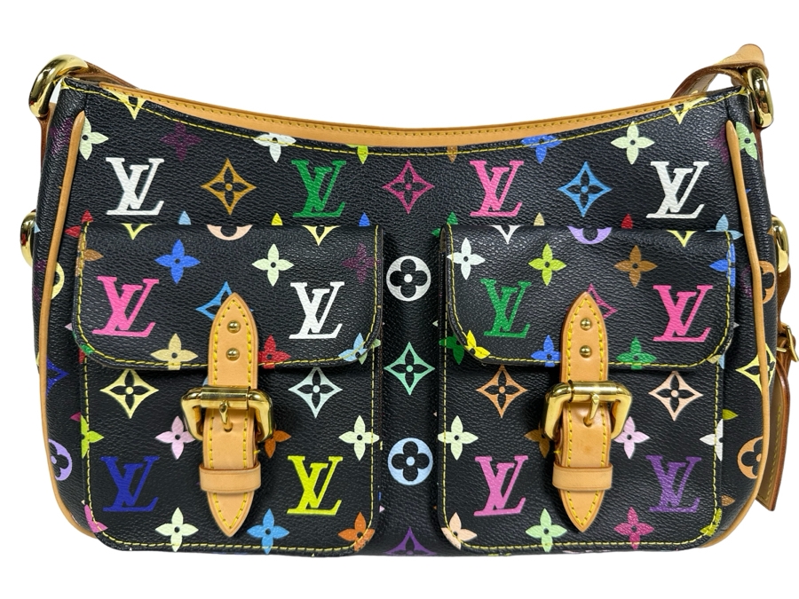 Louis Vuitton Lodge Shoulder Bag PM Black Canvas Murakami Multicolor Monogram 13W X 9H