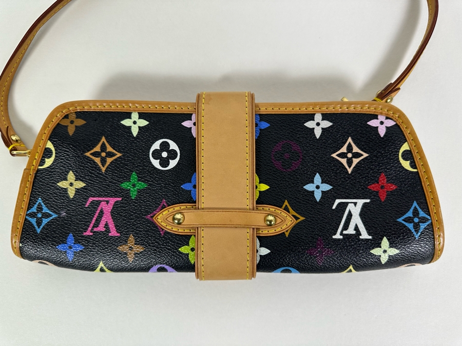 Louis Vuitton Shirley Bag PM Black Canvas Takashi Murakami Multicolor Monogram 11W X 5H [Photo 6]