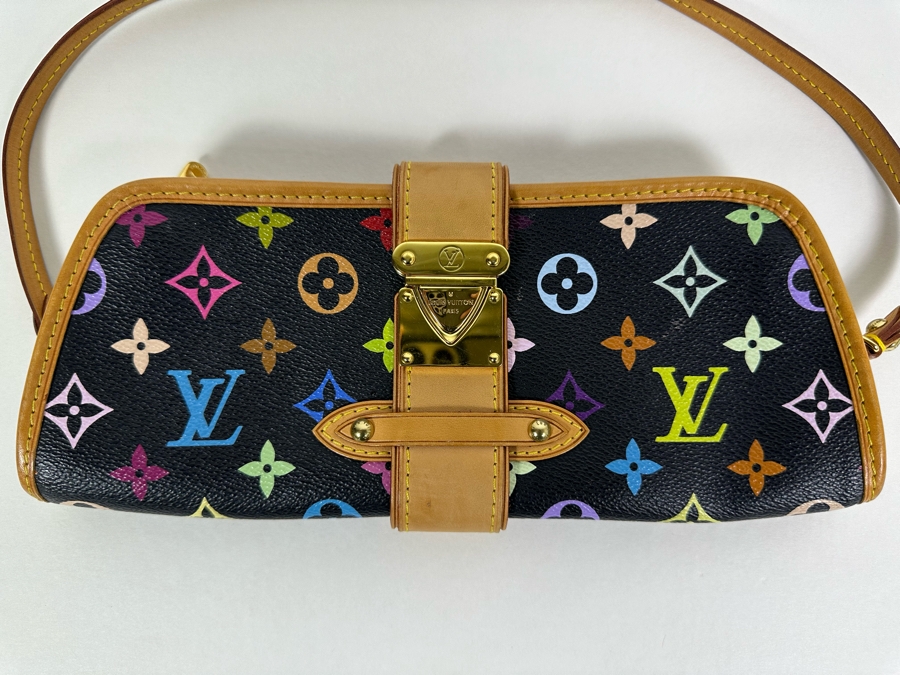 Louis Vuitton Shirley Bag PM Black Canvas Takashi Murakami Multicolor Monogram 11W X 5H [Photo 4]