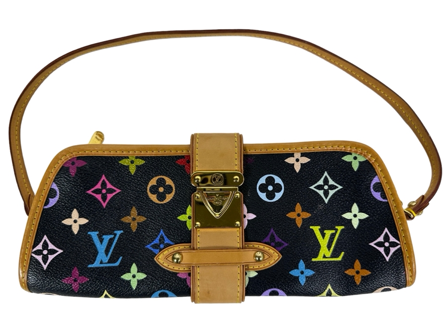 Louis Vuitton Shirley Bag PM Black Canvas Takashi Murakami Multicolor Monogram 11W X 5H