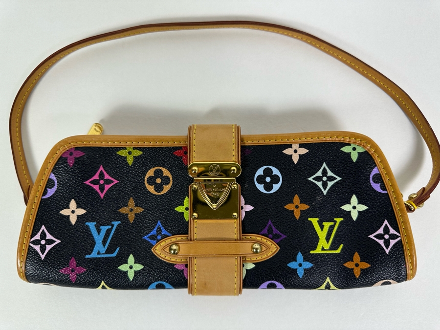 Louis Vuitton Shirley Bag PM Black Canvas Takashi Murakami Multicolor Monogram 11W X 5H [Photo 3]