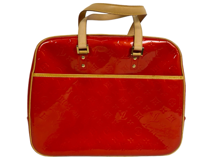 Louis Vuitton Vernis Monogram Sutton Red Leather Tote Shoulder Handbag 16.5 X 12.5 [Photo 2]