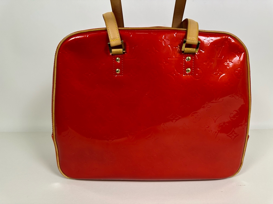 Louis Vuitton Vernis Monogram Sutton Red Leather Tote Shoulder Handbag 16.5 X 12.5 [Photo 7]