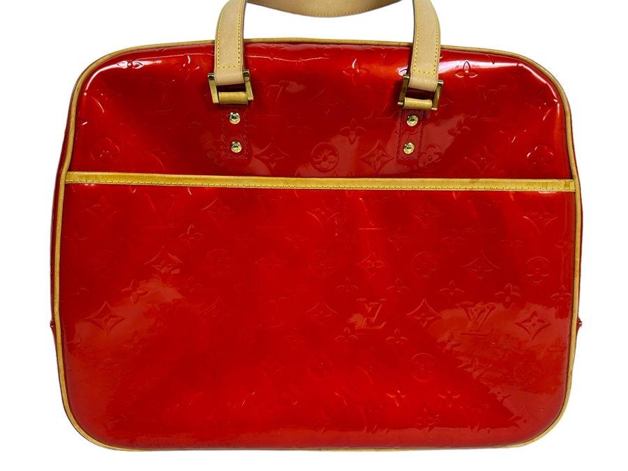 Louis Vuitton Vernis Monogram Sutton Red Leather Tote Shoulder Handbag 16.5 X 12.5 [Photo 1]