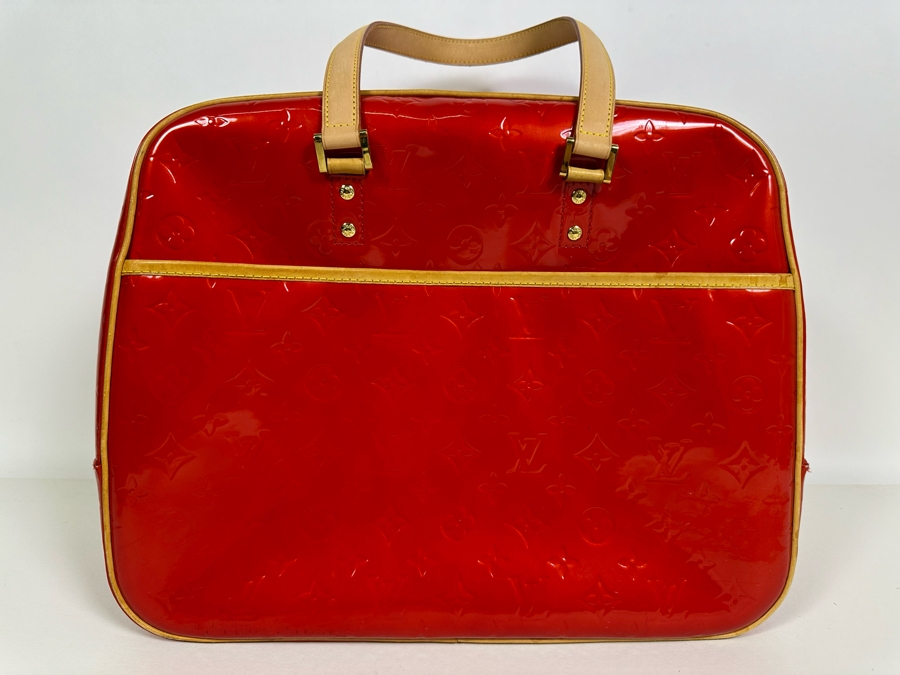 Louis Vuitton Vernis Monogram Sutton Red Leather Tote Shoulder Handbag 16.5 X 12.5 [Photo 4]