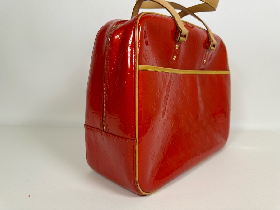 Louis Vuitton Vernis Monogram Sutton Red Leather Tote Shoulder Handbag 16.5 X 12.5 [Photo 6]