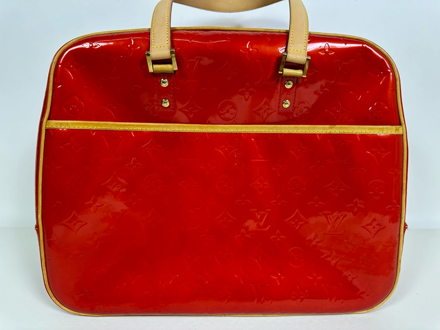 Louis Vuitton Vernis Monogram Sutton Red Leather Tote Shoulder Handbag 16.5 X 12.5 [Photo 3]