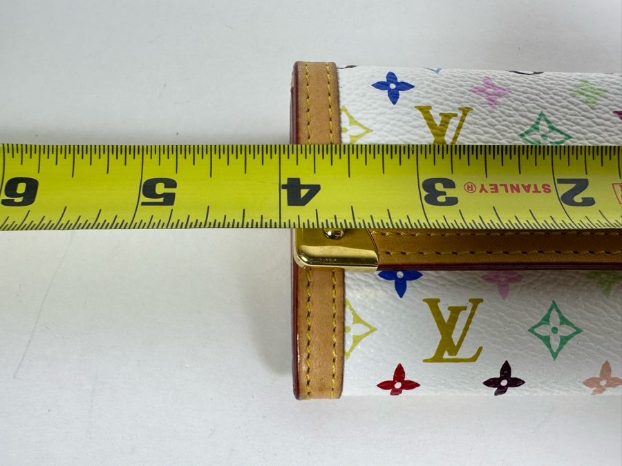 Louis Vuitton Porte Monnaie Plat Coin Purse Wallet White Multicolor Monogram 4W X 3H [Photo 9]