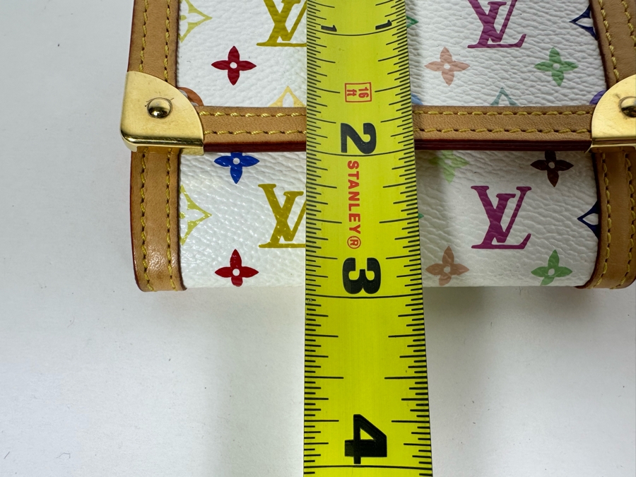 Louis Vuitton Porte Monnaie Plat Coin Purse Wallet White Multicolor Monogram 4W X 3H [Photo 10]