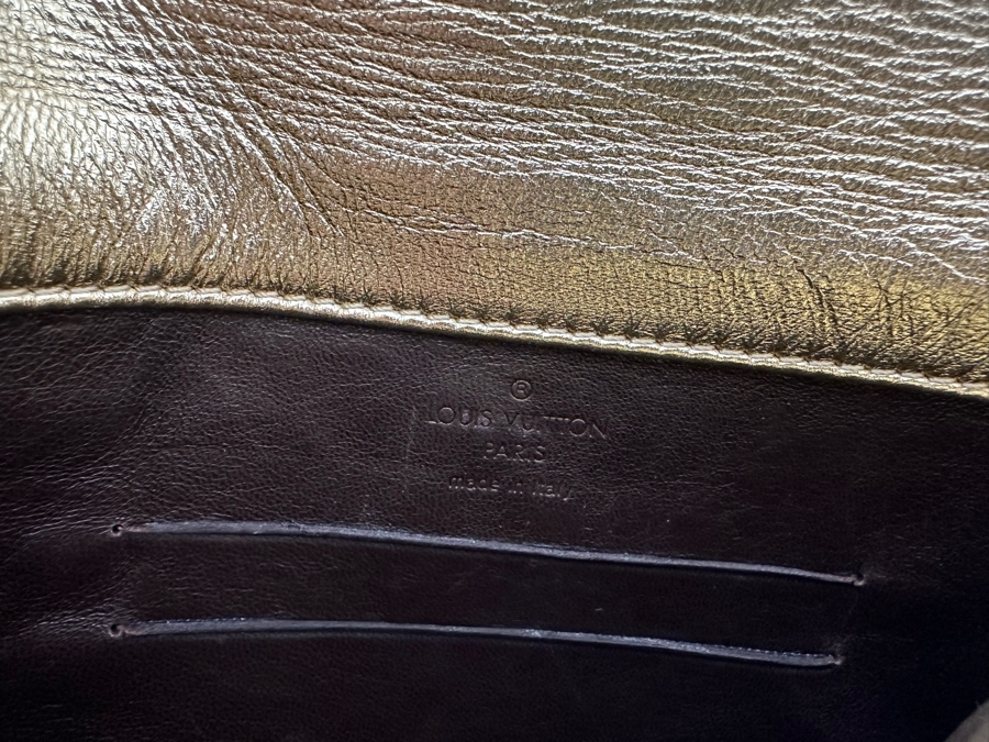 Louis Vuitton Sofia Coppola Slim Clutch Leather Handbag Gold 8W X 5H [Photo 7]
