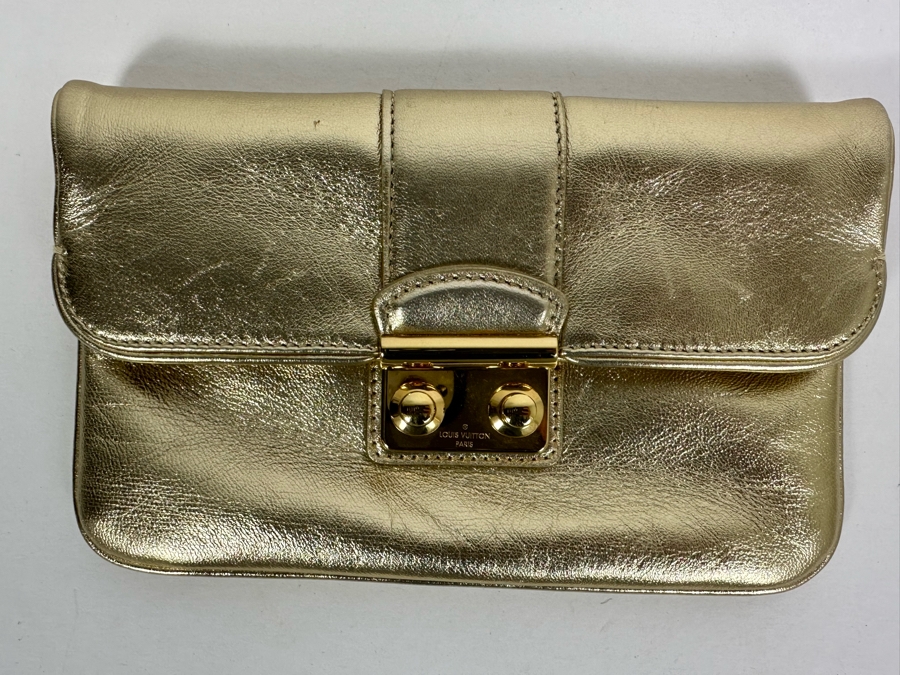 Louis Vuitton Sofia Coppola Slim Clutch Leather Handbag Gold 8W X 5H [Photo 3]