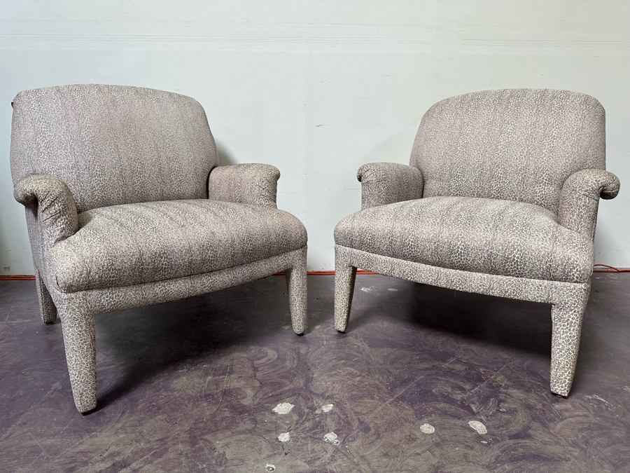 Pair Of Animal Print Upholstered Armchairs 33W X 34D X 36H [Photo 7]