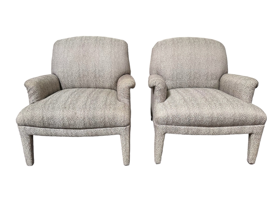 Pair Of Animal Print Upholstered Armchairs 33W X 34D X 36H [Photo 1]