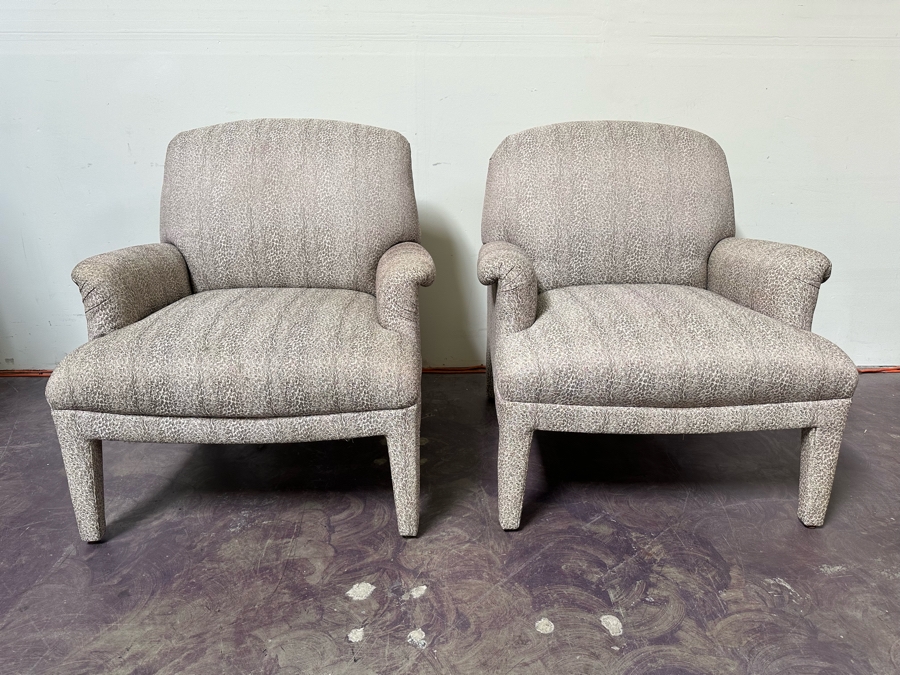 Pair Of Animal Print Upholstered Armchairs 33W X 34D X 36H [Photo 2]