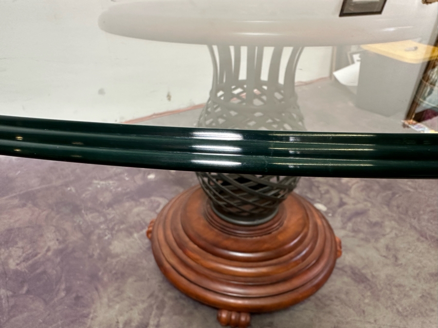 Wooden / Metal Entryway Table With 5' Round Beveled Glass Top 30'H [Photo 8]