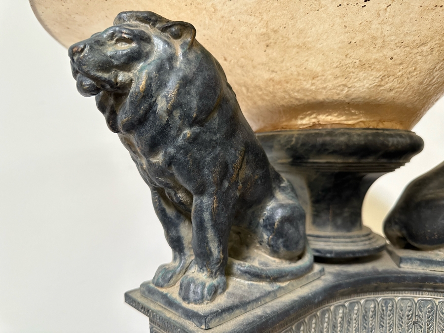 Pair Of Large Neo-Classical Style Lion Motif Torchiere Floor Lamps 77H X 24W [Photo 9]