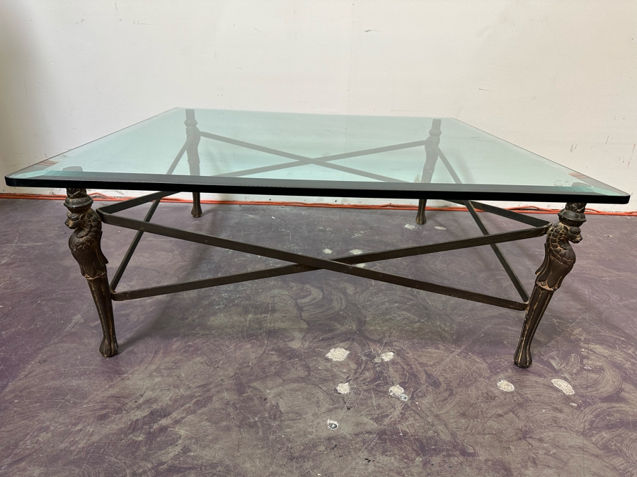 Metal Base Coffee Table With Beveled Glass Top 44 X 44 X 17H [Photo 3]