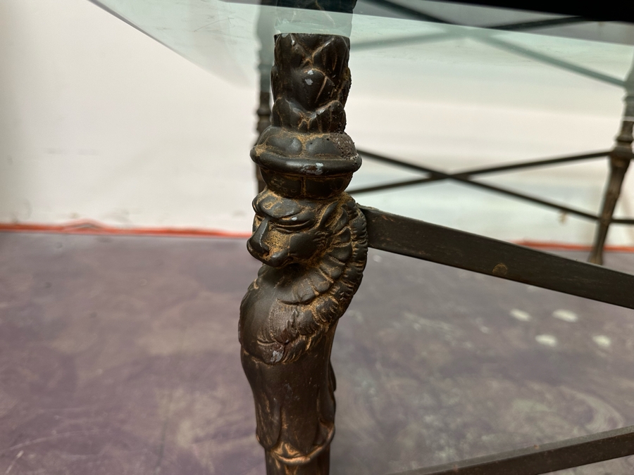 Metal Base Coffee Table With Beveled Glass Top 44 X 44 X 17H [Photo 5]