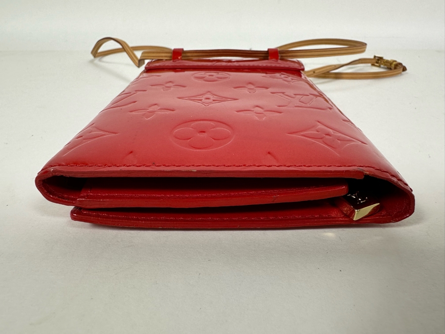 Louis Vuitton Vernis Monogram Walker Shoulder Wallet Handbag Red 4.25 X 7 [Photo 7]