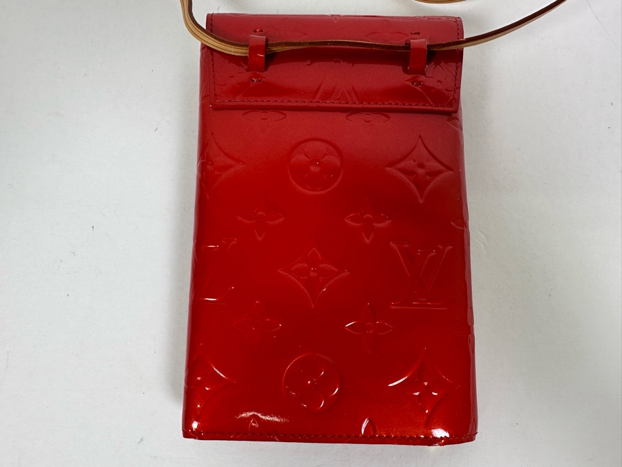 Louis Vuitton Vernis Monogram Walker Shoulder Wallet Handbag Red 4.25 X 7 [Photo 5]